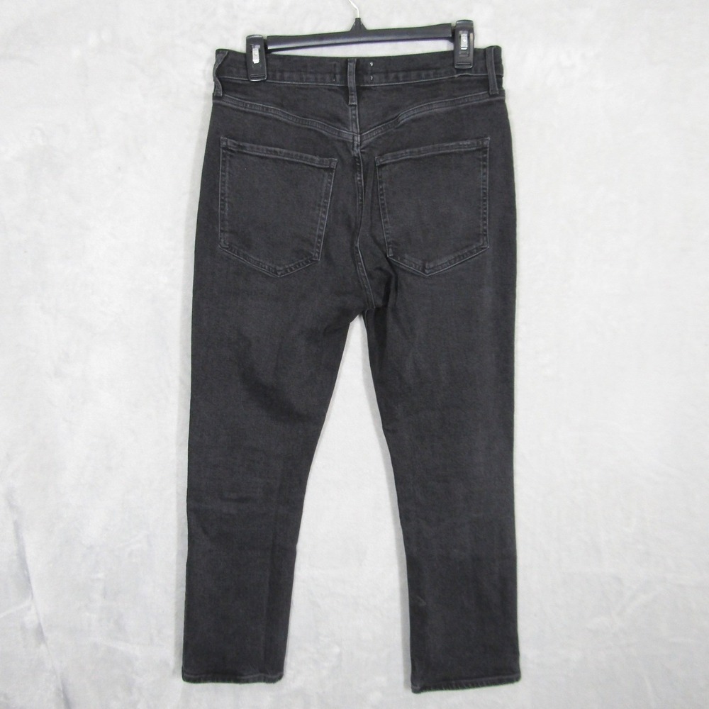 AGOLDE Riley Crop Jeans Black Wash Denim High Rise Button Fly Womens Size 29 - Picture 6 of 15